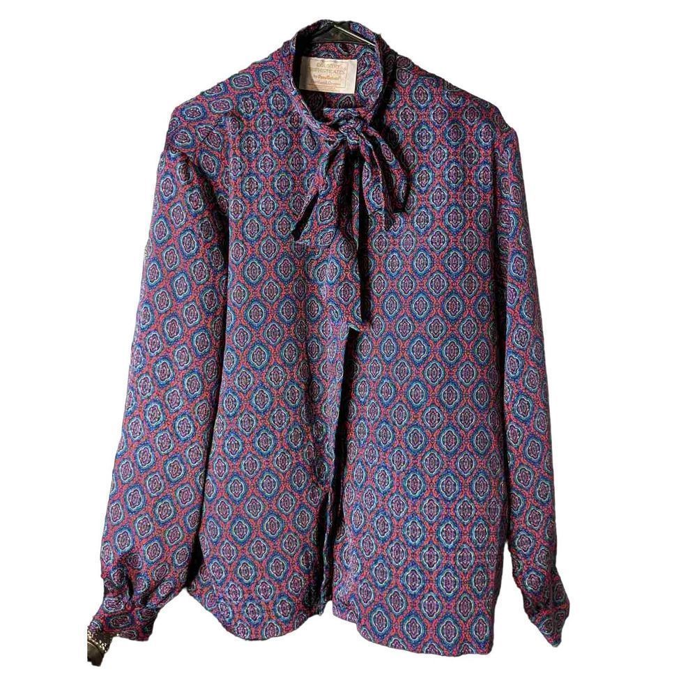 EUC Vintage Pendleton County Sophisticates Womens LS Blouse w/Scarf Sz18 T2